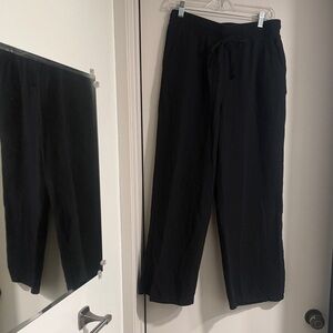 Ambiance Black Relaxed Wide-Leg Drawstring Pants